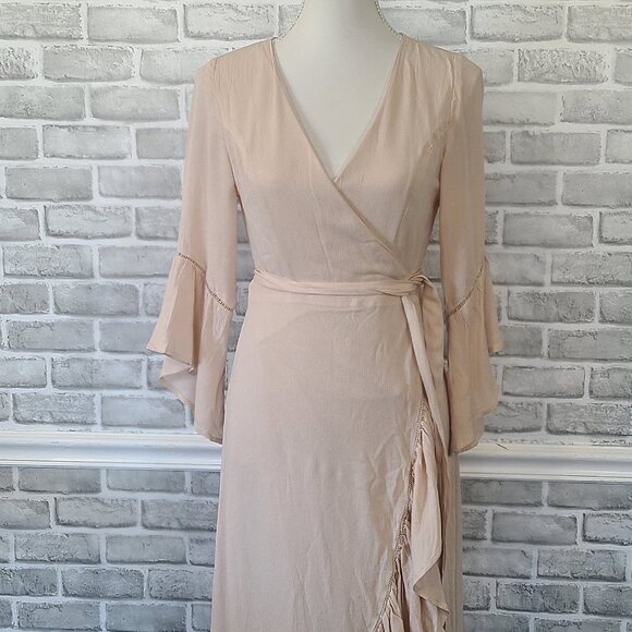 Baltic Born Daniella Ruffle Wrap Maxi Dress Bell Sleeve Boho Romantic Fairycore - Picture 3 of 9